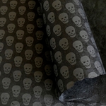 Lama Li Nepalese Calaveras Printed Paper- Black Skulls on Black Paper 20x30" Sheet