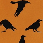 Crows in Black on Orange by Midori Inc. 21x29" Sheet