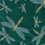 Nepalese Lokta- Dragonflies in Sky Blue and Gold on Malachite 20x30" Sheet