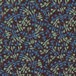 Nepalese Lokta- "Swirl" Blue and Green Flowers on Brown 20x30" Sheet