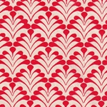 Art Deco Peacock Printed Lokta Paper- Red on Natural 20x30" Sheet