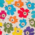 Batik Lokta Paper from Nepal- Rainbow Flowers on Natural 20x30" Sheet