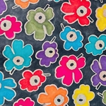Batik Lokta Paper from Nepal- Rainbow Flowers on Black 20x30" Sheet