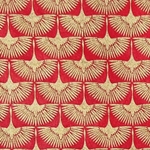 Nepalese Printed Paper- Gold Cranes on Bright Red 20x30" Sheet