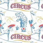Midori Circus Carnival - Cream with Blue, Red, & Gold Metallic 21x29" sheet