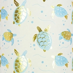 Midori Turtles in Blue & Gold Foil on Cream 21x29" Sheet