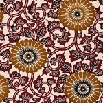 Katazome-shi Paper- Burnt Orange Flowers on Reddish Brown Vines 18x24" sheet