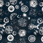 **NEW!** Solar System- White on Night Sky Blue Printed Lokta Paper 19.5" x 29.5" Sheet