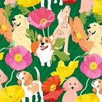 "Flower Pups" Decorative Paper 20x27" Sheet