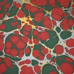 Marbled Paper from India - Stone Marbled Red, Green, Gold, & Silver 19.5"x30" Sheet
