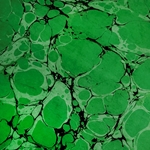 Nepalese Marbled Paper- Large Black & Green Bubbles on Bright Green Paper