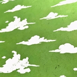 Clouds Printed on Green Lokta 20x30" Sheet