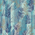 Blue &amp; Gold Fern Leaves - 18"x24" Sheet