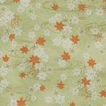 White &amp; Orange Maple Leaves on Pale Green - 19"x26" Sheet