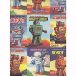 Rossi Decorative Paper from Italy- Vintage Robots 28x40 Inch Sheet