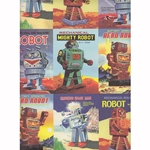 Rossi Decorative Paper from Italy- Vintage Robots 28x40 Inch Sheet