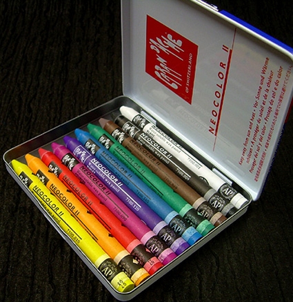 Caran D'Ache Neocolor II Watersoluble Crayon Set of 40 In a Metal Tin